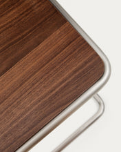Load image into Gallery viewer, Tarsel side table in walnut veneer with brushed stainless steel structure 42 x 47cm - image 11