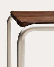Load image into Gallery viewer, Tarsel side table in walnut veneer with brushed stainless steel structure 42 x 47cm - image 12