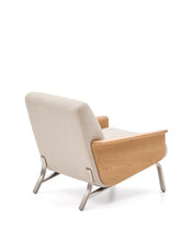 Load image into Gallery viewer, Amsen beige armchair in oak plywood with legs in brushed stainless steel - image 3