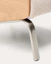 Load image into Gallery viewer, Amsen beige armchair in oak plywood with legs in brushed stainless steel - image 10