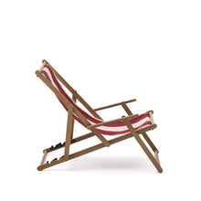Load image into Gallery viewer, Vilara burgundy and beige striped outdoor folding deck chair made of FSC 100% solid acacia wood - image 3
