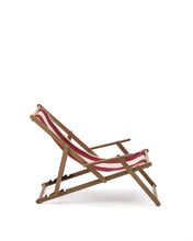 Load image into Gallery viewer, Vilara burgundy and beige striped outdoor folding deck chair made of FSC 100% solid acacia wood - image 6