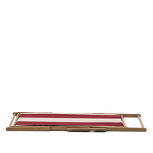 Load image into Gallery viewer, Vilara burgundy and beige striped outdoor folding deck chair made of FSC 100% solid acacia wood - image 9