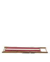 Load image into Gallery viewer, Vilara burgundy and beige striped outdoor folding deck chair made of FSC 100% solid acacia wood - image 10