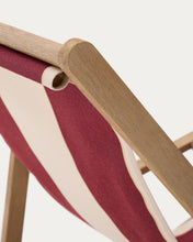 Load image into Gallery viewer, Vilara burgundy and beige striped outdoor folding deck chair made of FSC 100% solid acacia wood - image 17