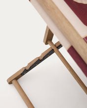 Load image into Gallery viewer, Vilara burgundy and beige striped outdoor folding deck chair made of FSC 100% solid acacia wood - image 18