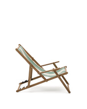 Load image into Gallery viewer, Vilara green and beige striped outdoor folding deck chair made of FSC 100% solid acacia wood - image 4