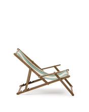 Load image into Gallery viewer, Vilara green and beige striped outdoor folding deck chair made of FSC 100% solid acacia wood - image 6
