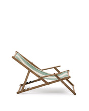 Load image into Gallery viewer, Vilara green and beige striped outdoor folding deck chair made of FSC 100% solid acacia wood - image 8