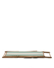 Load image into Gallery viewer, Vilara green and beige striped outdoor folding deck chair made of FSC 100% solid acacia wood - image 10