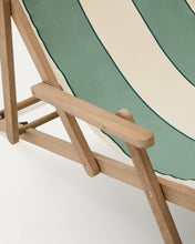 Load image into Gallery viewer, Vilara green and beige striped outdoor folding deck chair made of FSC 100% solid acacia wood - image 17