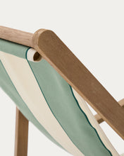 Load image into Gallery viewer, Vilara green and beige striped outdoor folding deck chair made of FSC 100% solid acacia wood - image 18