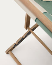 Load image into Gallery viewer, Vilara green and beige striped outdoor folding deck chair made of FSC 100% solid acacia wood - image 19