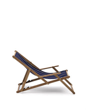 Load image into Gallery viewer, Vilara blue and beige striped outdoor folding deck chair made of FSC 100% solid acacia wood - image 8