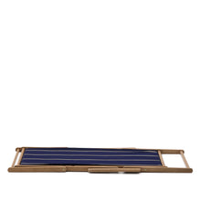 Load image into Gallery viewer, Vilara blue and beige striped outdoor folding deck chair made of FSC 100% solid acacia wood - image 9