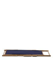 Load image into Gallery viewer, Vilara blue and beige striped outdoor folding deck chair made of FSC 100% solid acacia wood - image 10