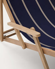 Load image into Gallery viewer, Vilara blue and beige striped outdoor folding deck chair made of FSC 100% solid acacia wood - image 16
