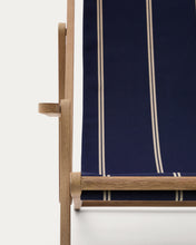 Load image into Gallery viewer, Vilara blue and beige striped outdoor folding deck chair made of FSC 100% solid acacia wood - image 17