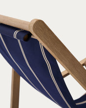 Load image into Gallery viewer, Vilara blue and beige striped outdoor folding deck chair made of FSC 100% solid acacia wood - image 18