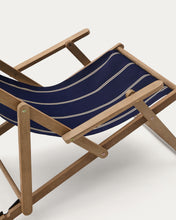 Load image into Gallery viewer, Vilara blue and beige striped outdoor folding deck chair made of FSC 100% solid acacia wood - image 20