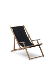 Load image into Gallery viewer, Vilara black outdoor folding deck chair made of FSC 100% solid acacia wood