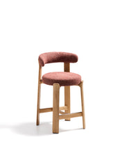 Load image into Gallery viewer, Granite stool in terracotta chenille and solid ash wood with natural tone finish FSC 100% 65cm