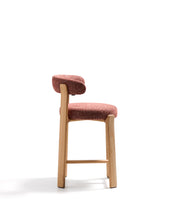 Load image into Gallery viewer, Granite stool in terracotta chenille and solid ash wood with natural tone finish FSC 100% 65cm - image 2