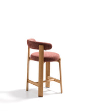 Load image into Gallery viewer, Granite stool in terracotta chenille and solid ash wood with natural tone finish FSC 100% 65cm - image 3