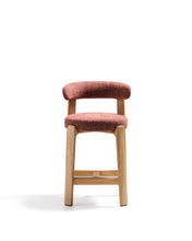 Load image into Gallery viewer, Granite stool in terracotta chenille and solid ash wood with natural tone finish FSC 100% 65cm - image 4
