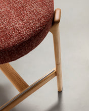 Load image into Gallery viewer, Granite stool in terracotta chenille and solid ash wood with natural tone finish FSC 100% 65cm - image 10