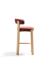 Load image into Gallery viewer, Granite stool in terracotta chenille and solid ash wood with natural tone finish FSC 100% 75cm - image 2
