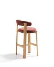 Load image into Gallery viewer, Granite stool in terracotta chenille and solid ash wood with natural tone finish FSC 100% 75cm - image 3