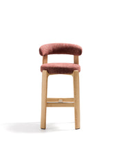 Load image into Gallery viewer, Granite stool in terracotta chenille and solid ash wood with natural tone finish FSC 100% 75cm - image 4