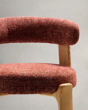 Load image into Gallery viewer, Granite stool in terracotta chenille and solid ash wood with natural tone finish FSC 100% 75cm - image 9
