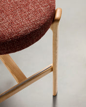 Load image into Gallery viewer, Granite stool in terracotta chenille and solid ash wood with natural tone finish FSC 100% 75cm - image 11