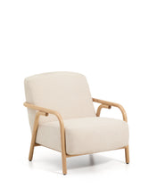 Load image into Gallery viewer, Sylo armchair in beige chenille and solid ash wood with natural-coloured finish FSC 100% - image 2