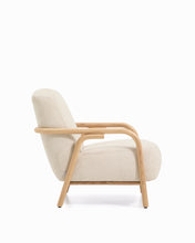 Load image into Gallery viewer, Sylo armchair in beige chenille and solid ash wood with natural-coloured finish FSC 100% - image 4