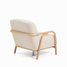 Load image into Gallery viewer, Sylo armchair in beige chenille and solid ash wood with natural-coloured finish FSC 100% - image 5