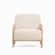 Load image into Gallery viewer, Sylo armchair in beige chenille and solid ash wood with natural-coloured finish FSC 100% - image 7