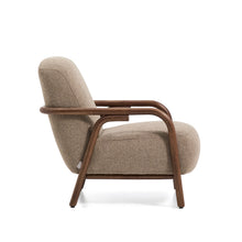 Load image into Gallery viewer, Sylo armchair in taupe chenille and solid ash wood with walnut-coloured finish FSC 100% - image 3