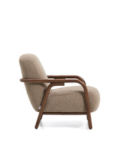 Load image into Gallery viewer, Sylo armchair in taupe chenille and solid ash wood with walnut-coloured finish FSC 100% - image 4