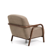 Load image into Gallery viewer, Sylo armchair in taupe chenille and solid ash wood with walnut-coloured finish FSC 100% - image 5