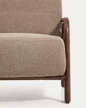 Load image into Gallery viewer, Sylo armchair in taupe chenille and solid ash wood with walnut-coloured finish FSC 100% - image 11