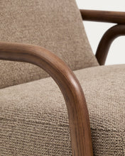 Load image into Gallery viewer, Sylo armchair in taupe chenille and solid ash wood with walnut-coloured finish FSC 100% - image 12