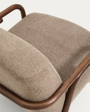 Load image into Gallery viewer, Sylo armchair in taupe chenille and solid ash wood with walnut-coloured finish FSC 100% - image 13
