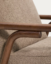 Load image into Gallery viewer, Sylo armchair in taupe chenille and solid ash wood with walnut-coloured finish FSC 100% - image 14