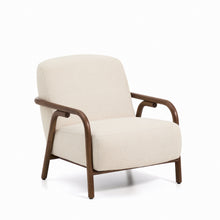 Load image into Gallery viewer, Sylo armchair in beige chenille and solid ash wood with walnut-coloured finish FSC 100%