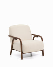 Load image into Gallery viewer, Sylo armchair in beige chenille and solid ash wood with walnut-coloured finish FSC 100% - image 2