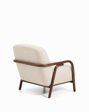 Load image into Gallery viewer, Sylo armchair in beige chenille and solid ash wood with walnut-coloured finish FSC 100% - image 6