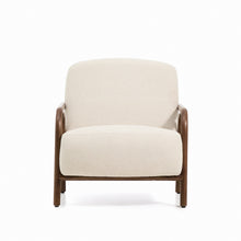 Load image into Gallery viewer, Sylo armchair in beige chenille and solid ash wood with walnut-coloured finish FSC 100% - image 7